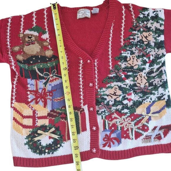 Heirloom Collectibles PL Vintage Christmas Sweater Cardigan Bears School Teacher - Picture 15 of 16